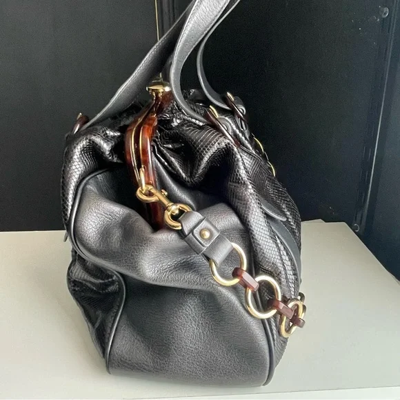 Marc Jacobs Snake Skin & Leather Karen Stam Kisslock Satchel Italy Y2K - Picture 12 of 16